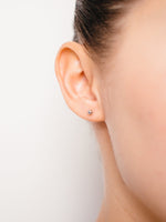 silver simple round stud earring